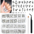 24 Styles Silver Clear Nail Rhinestones Multi Shapes Flatback K9 Glass Crystal White Gems Round Beads Stones Diamonds Jewels Nail Art Charms for Nails Face Eyes Makeup DIY Crafts Clothes Shoes