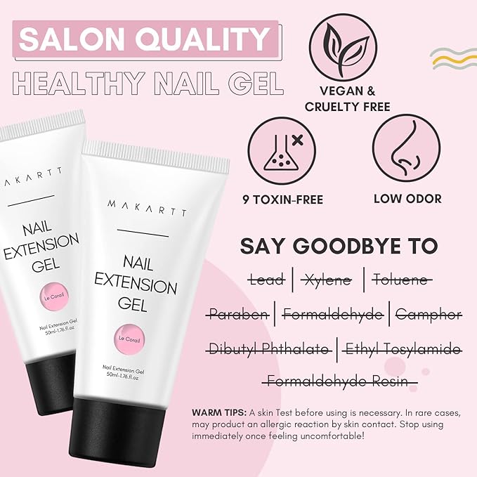 Makartt Poly Nail Gel with Nail Rhinestone Glue for Nails Bundle, 50ML Natural Pink Gel Builder for Nails Beauty Gift Trendy Nail, Super Strong Gel Nail Glue for Rhinestones for Nails