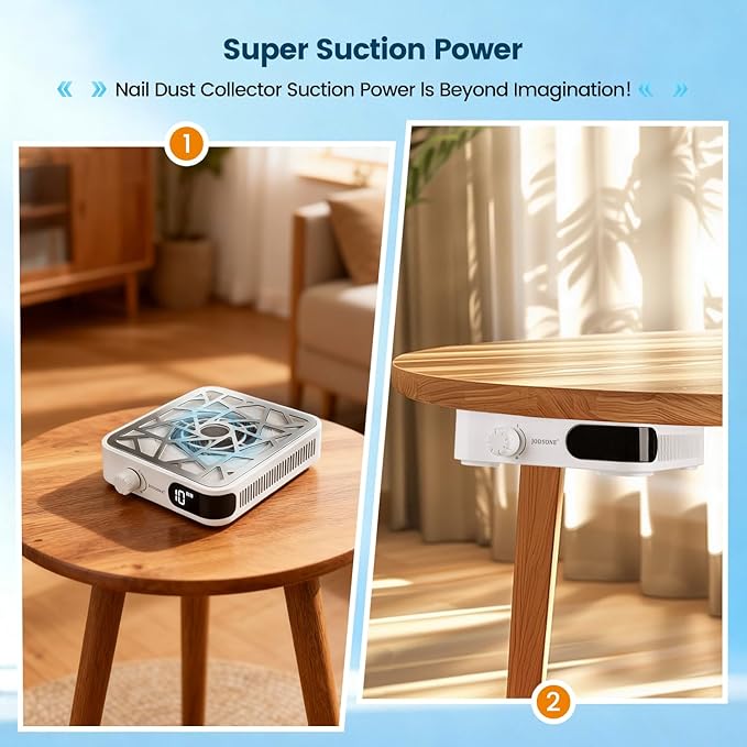 JODSONE Mini 6000RPM Cordless Nail Dust Collector with 30 Filters Low Noise 10-Speed Adjustment Rechargeable Portable for Acrylic Nail Polishing Nail Salon Professional Use