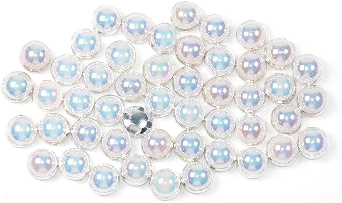 200Pcs Pearl Sew on Rhinestones for Crafting,8mm Claw Pearl Embellished Rhinestoness for DIY,Half Round Pearls for for Crafting Jewelry Handicrafts Clothes Bag Shoes-Ab Colorful(Silver Claw)