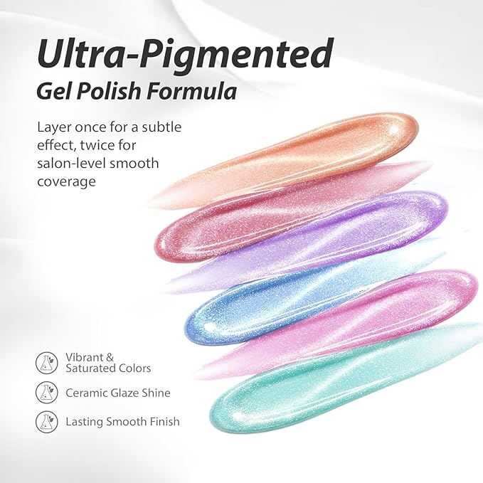 Makartt Cat Eye Gel Nail Polish Set: 6 Colors Shimmer Magnetic Gel Polish Kit 15ML One N'Done Holographic Green Pink Blue Purple Nail Polish Soak Off UV LED Nail Art Manicure Gift for Women