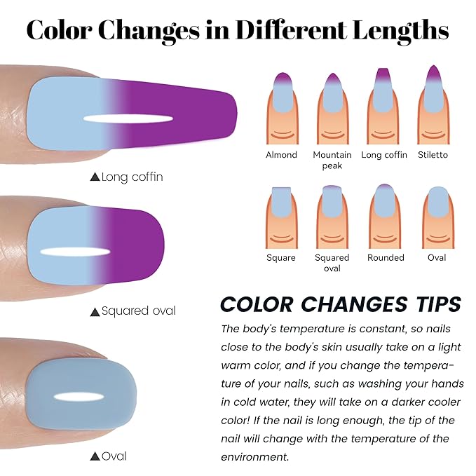 YTD Likomey Color Changing Gel Nail Polish,15ml Blue to Purple Mood Temperature Change Colors UV Nail Gel,Fall Winter Thermal Ombre Manicure Varnish,WB428