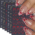 6Sheets Bow Nail Art Stickers Decals 3D Self Adhesive Cute Nail Decals Gold Silver Red Heart Bow Nail Supplies Design Valentines Nail Stickers French Tip Nail Decorations for Women DIY Manicure