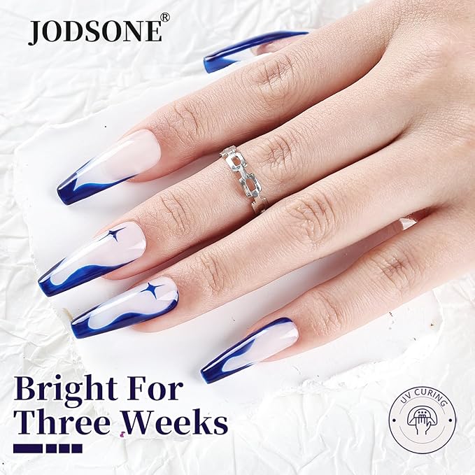 JODSONE Dark Blue Swirl Nail Art Liner Gel Polish,10ml Classic Color 3D Nail Art Pens Effect Nail Print Design with Thin Brush for French Tips Manicure Painting DIY at Home - LB10