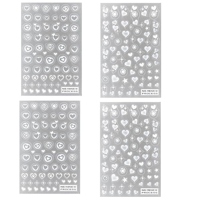 TailaiMei Valentine'd Day Nail Stickers, Self-Adhesive Heart Love Nail Art Decals for DIY Nail Decorations. (No 4 Sheets)