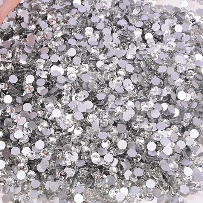 Blinginbox 288pcs Flat Back Rhinestones Round Gems for Nail Art and Craft Glue Fix,Bedazzling Decorations SS34,7.2mm,0.28inches Crystal