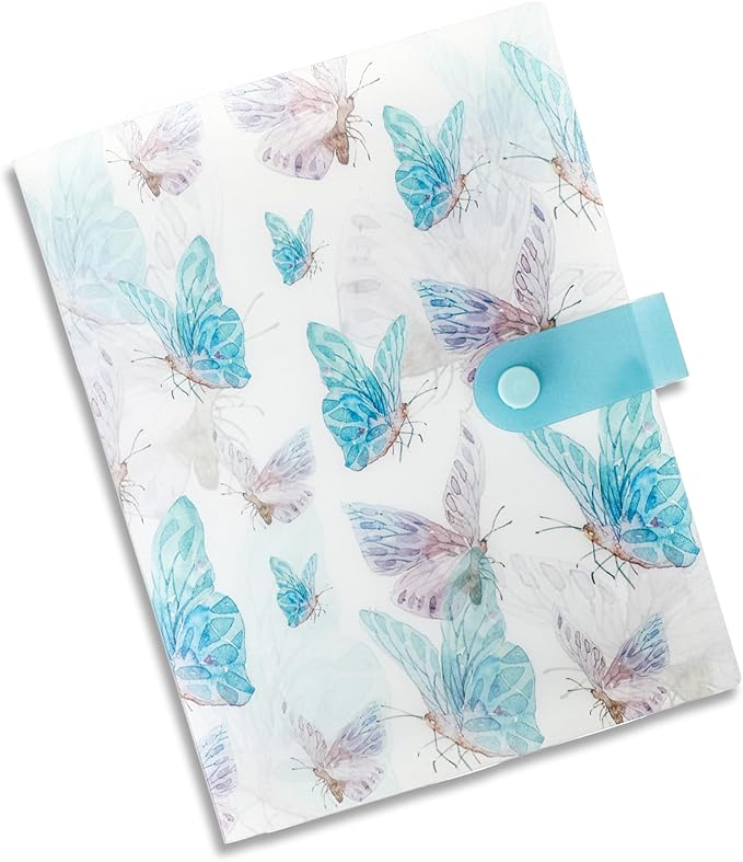 144 Slots Nail Art Artistic Stickers Storage Book Transparent Decals Organizer Tools DIY Design Manicure Decoration Empty Photo Display Showing Collecting Album Holder(Blue Butterfly)