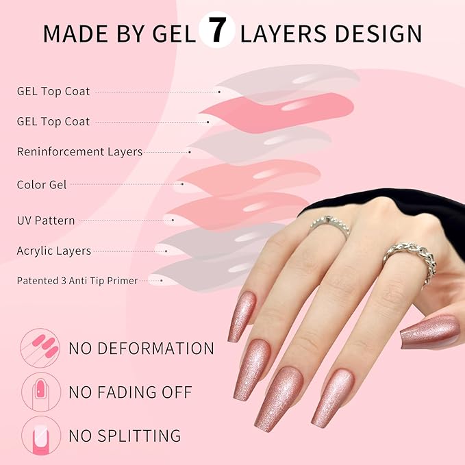 Red Cat Eyes Press On Nails,12 Sizes - 24 Pcs Soft Gel Medium Coffin Fake Nails Kit with Nail Glue, Natural Reusable Stick On False Nails for Women and Girls (Skycloud Red Nails) SK0980