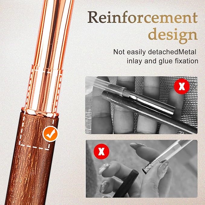 100% Pure Kolinsky Acrylic Nail Brush Size 4 for Acrylic Application - Acrylic Powder Brush for Nail Art Professional Salon Quality Acrylic Powder Brush for Nail Art Extension (Rose Gold Wood)