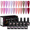 MTSSII Rubber Gel Base Coat for Nails, 12 Pcs Nude Pink Rubber Base Gel Polish Neutral Skin Tones Violet Pastel Pink Lavender Long Lasting Protect Soak Off U V LED Builder Gel for Thin Weak Nails