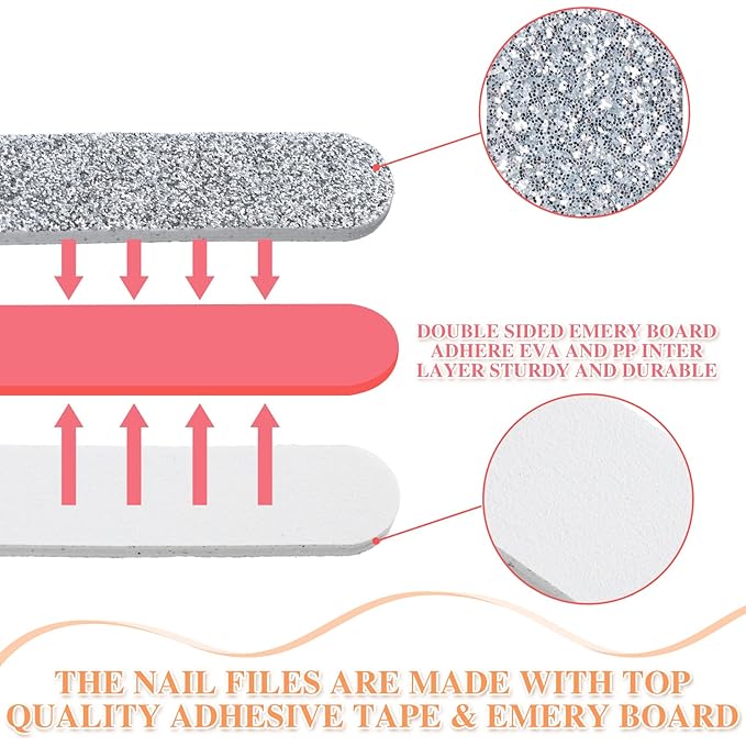 Sumind Mini Nail Files (100 Pack), 2.36 Inches Emery Board Nail Files for Acrylic Natural FingerNails, 240 Grit Small Double Sided Fingernail Filer Bulk Mini Professional Finger Toenail Filer Manicure
