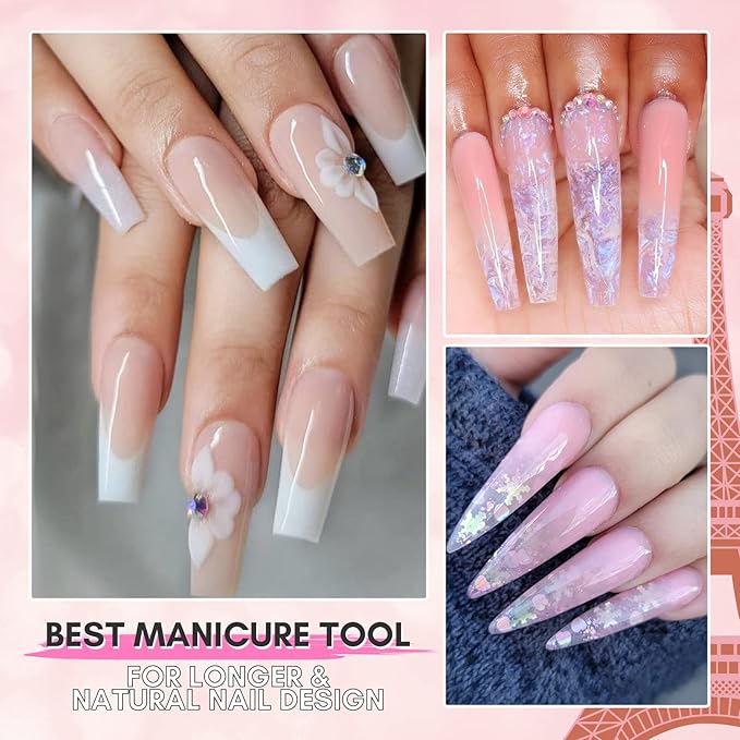 Makartt Poly Nail Gel Kit, Clear Pink Spring Summer Color Nail Extension Set Bundle with Disposable Nail Mats,50Pcs Pink Fordable Nail Paper Towels for Table Acrylic Nail Practice Sheet