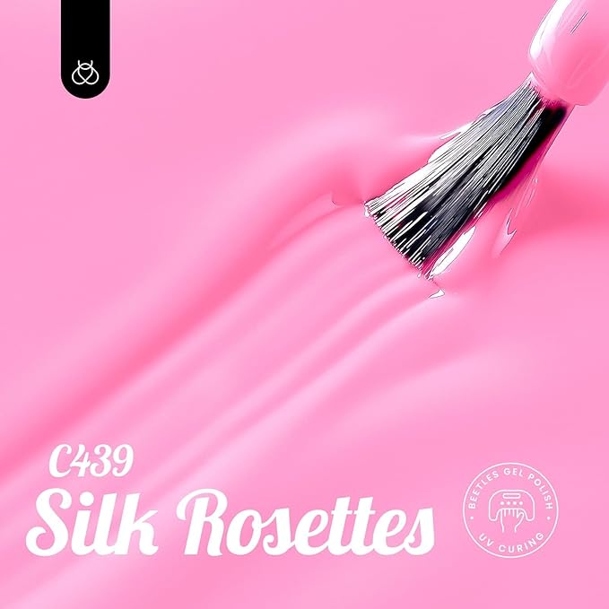 Beetles Pink Gel Polish - Silk Rosettes 15ML/0.51Fl Oz, Light Pink Gel Nail Polish, Soak Off UV LED Lamp Nail Art, Long-Lasting Manicure Salon DIY Home Spring Nails - Gifts for Her