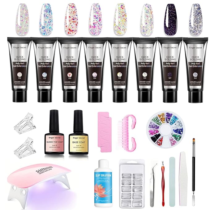 Shiny Nail Extension Gel,Poly Gel 8-Colors Set,New Upgrade Shiny Style Multiple Extension Poly GeL Nail Combinations Shine Your Life
