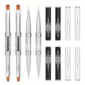 4PCS Double Ended Nail Art Brushes, Hard Gel Brush for Nails, Builder Gel Brush Oval Gels Nails Brushes with Rhinestone Handle for Design Nail