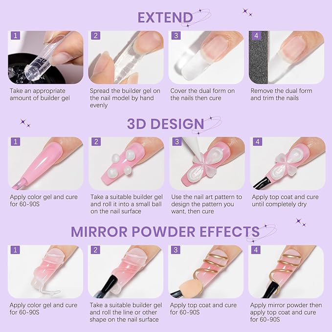 3d Sculpting Gel for Nail Art Non Stick Hand Hard Gel for Nails Clear White and Pearl White Solid Builder Gels for Nails for Extension Carving Sculpting Beauty Charms for Beignner and Salon DIY