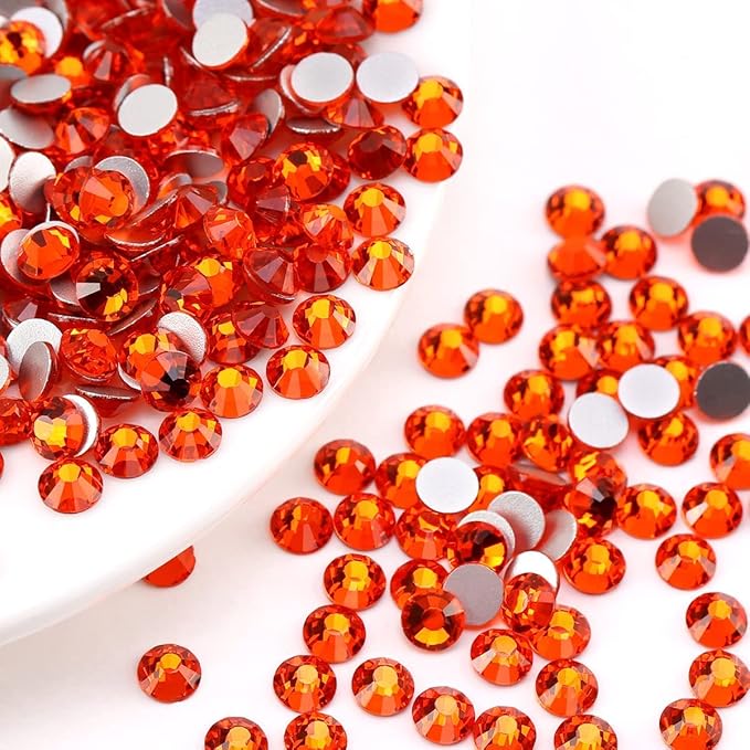 Novani Orange Rhinestones 3000Pcs Flatback Crystal Round Loose Gemstones Glass Rhinestones for Crafts Makeup Nail Art Clothes Shoes DIY Decorations(SS6, 1.9-2.0mm)