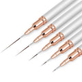 Metallic Nail Art Brushes, 5Pcs Nail Art Liner Brushes, Painting Design Brush Set Nail Dotting Drawing Tool for Long Lines, Thin Details, Fine Drawing Sizes 4/8/12/20/25mm, Sliver