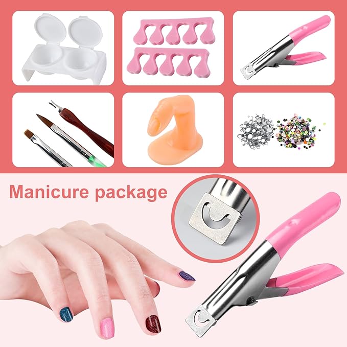 Acrylic Nail Kit for Beginners with Everything 12 Glitter Acrylic Powder, Tips, Decoration Supplies for Professional Nail Art Tools Women DIY Gifts