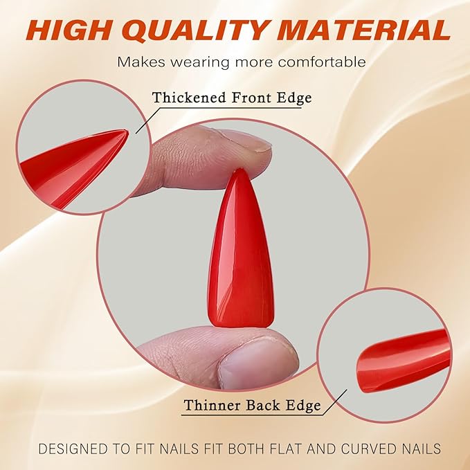LoveOurHome 576pc Stiletto Press on Nails Long Fake Nails XL Stiletto Glue on Nails Full Cover Acrylic Nail Tips Pointy Nails Press ons Long Artificial Nail Women Girls Halloween Fake Fingernails