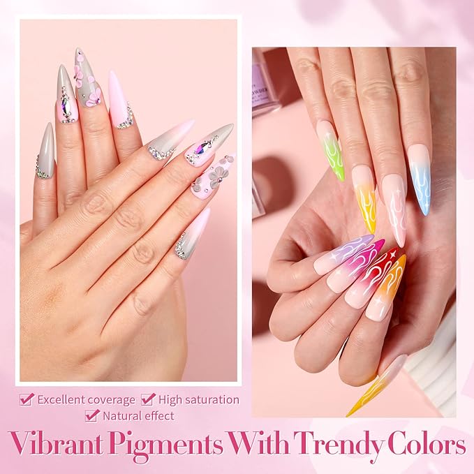 BORN PRETTY Acrylic Powder Set-24 Colors Acrylic Nail Powder Set All Seasons Colors Pigmented Powders for French Nail Extension Valentines Day Gifts for Women Home DIY & Salon No Lamp Needed