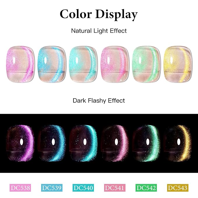 MTSSII Magnetic Liner Gel Nail Polish Candy Colours Bright Sparkling Semi Permanent Nail Painting Polish Long-Lasting Cat Eye Nail Polish Gift For Women Girls