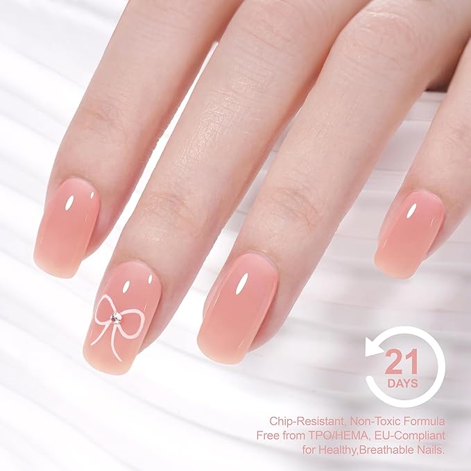 Rubber Builder Base Gel, Hema Free TPO Free Strengthening Gel for Nails Nude Pink 10ml, LED UV Curing Needed, Salon Nail at Home Manicure