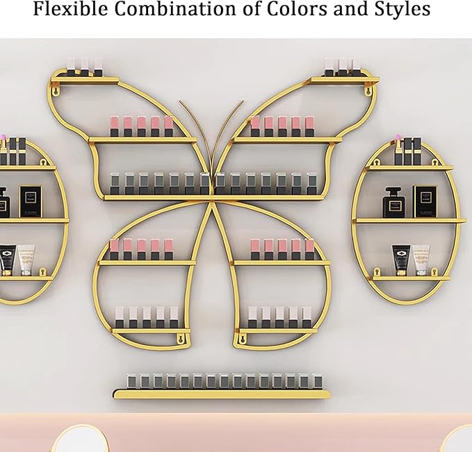 5 Tiers Nail Polish Wall Storage Rack, Nail Polish Essential Oil Display Shelf in Nail Salon, Wall Mounted Display Cabinet, Hanging Wall Nail Polish Makeup Cosmetics Perfume Rack