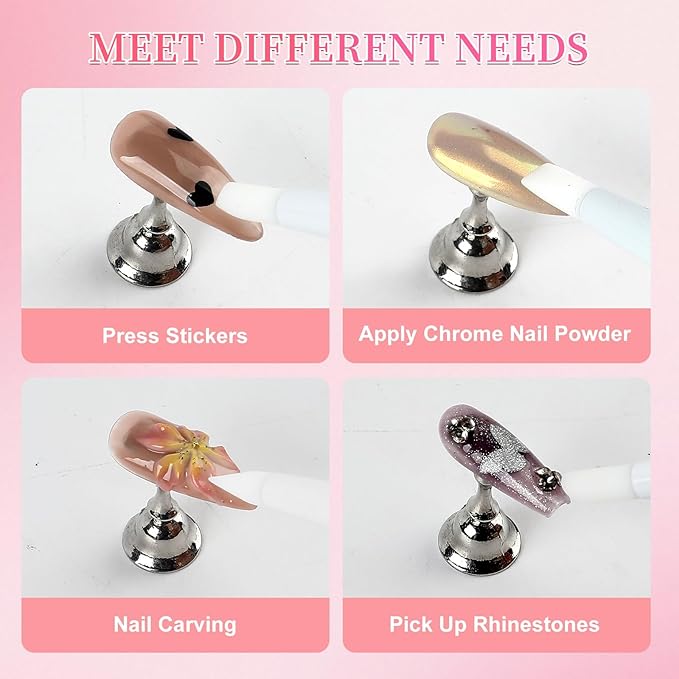 ANGNYA 5PCS Nail Dotting Tools Nail Art Sculpture Pen with Nail Holder and Palette, Double Ended Nail Design Kit Silicone Pen for Carving Drawing Effect Shaping Drawing Nail Tools for Home Salon
