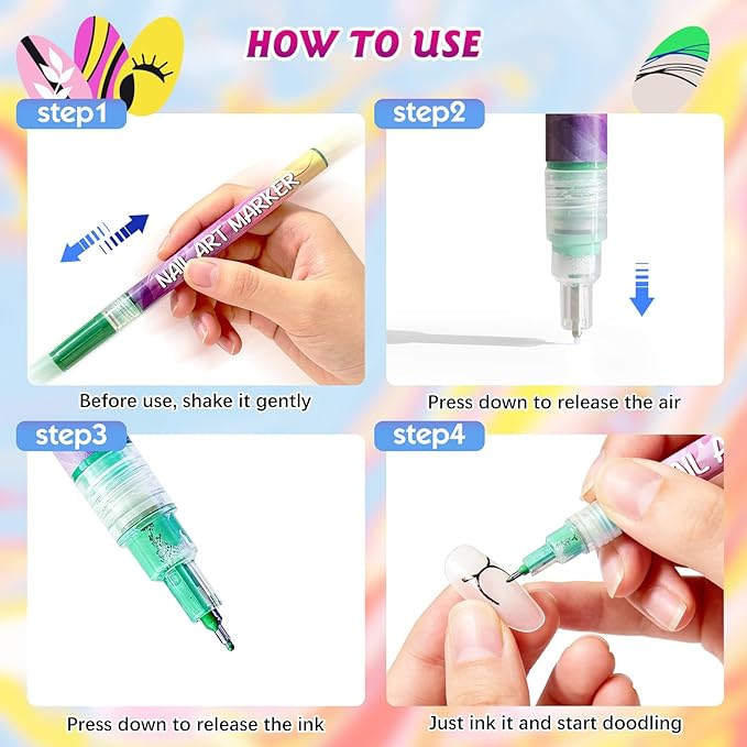 Nail Art Pens, 12 Color 0.5 MM Nail Polish Pens Set Drawing Point Painting Liner Painted Pen Kit, Waterproof Quick Dry Nail for DIY Nails Art Design Manicure Tools
