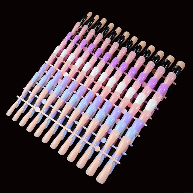 240Pcs Coffin Press On Nails Solid Color Glossy Fakes Nails Ballerina Fake Nail Tips Long Full Cover Acrylic False Nails Black White Pink Blue Flake Nails Valentines Day Press On Nails For Women Girls