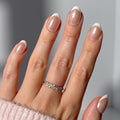 Glamnetic Press On Nails - Pearlfect | Short Oval White French Tip Fake Nails, Salon Quality French Manicure | 15 Sizes - 30 Nail Kit with Glue