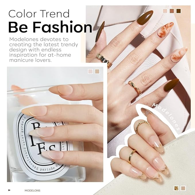 modelones Gel Nail Polish Set- 6 Colors White Nude Brown Gel Polish Skin Tone Neutral Beige Tan Taupe Nail Polish Kit Popular ALL Seasons Soak Off Soapnails Nail Art Manicure DIY Salon Gift for Women