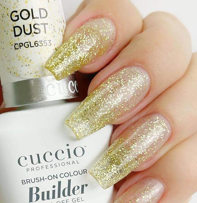 Cuccio Pro Brush-On Colour Builder Soak Off Gel - LED and UV Self-Leveling Lightweight Formula - Camouflages Re-Growth and Corrects Uneven Nail Beds - Base Coat - Gold Dust - 0.43 oz