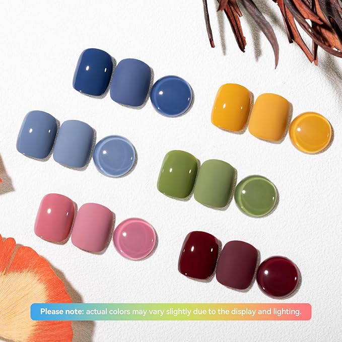 Nail Polish Set Non Gel 6 Colors Burgundy Red Yellow Green Grey Quick Air Dry Nail Polish, No-Toxic, Hema-free, Nail Lacquer Manicure Art DIY at Home Valentine's Day Gift for Women