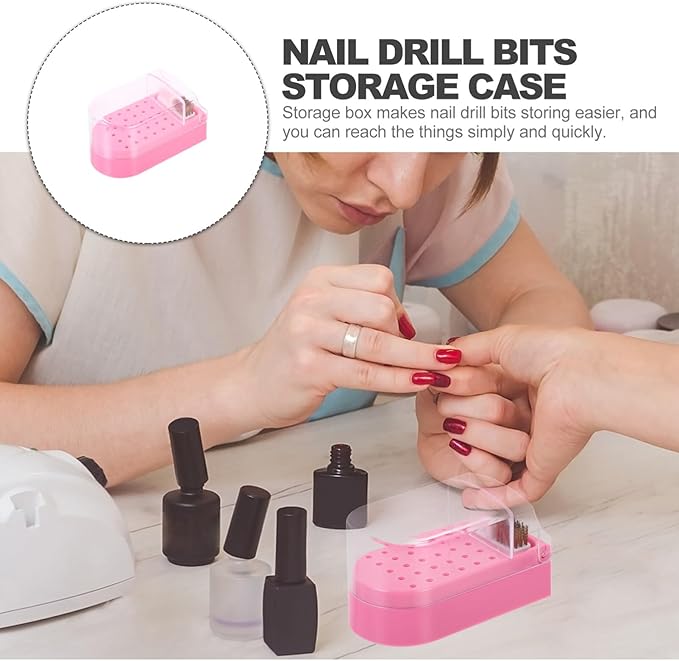 Beaupretty Nail Drill Bits Storage Case Clear Plastic Manicure Grinding Head Box Nail Polish Head Holder Manicure Tools Display Box for Nail Salon Supply