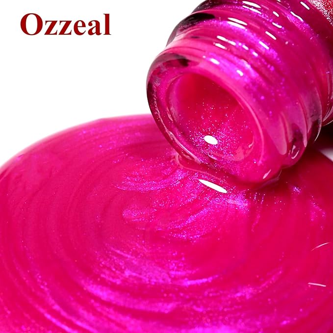 Pearl Gel Nail Polish,Rose Pink Glitter Pearl Gel Nail Polish Sparkle Shimmer Fall Winter Soak off LED UV for Art DIY Manicure 15ML