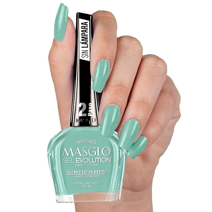 MASGLO Gel Evolution – Nail Polish No UV/LED Lamp Needed, Fast-Drying, 12-Day Wear, 14-Free Formula, High-Gloss Finish, vegan (0.5 oz)
