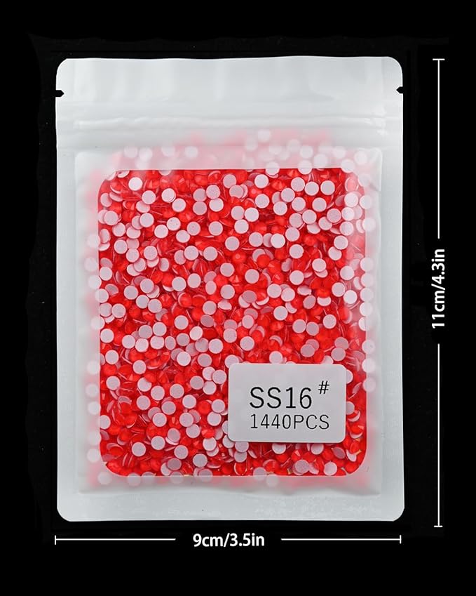 Flatback Glass Rhinestones,Bedazzler Gems 1440pcs Non Hotfix Crystal Rhinestones for Crafts Nail Charms Clothes Tumblers,Red Neon,SS16