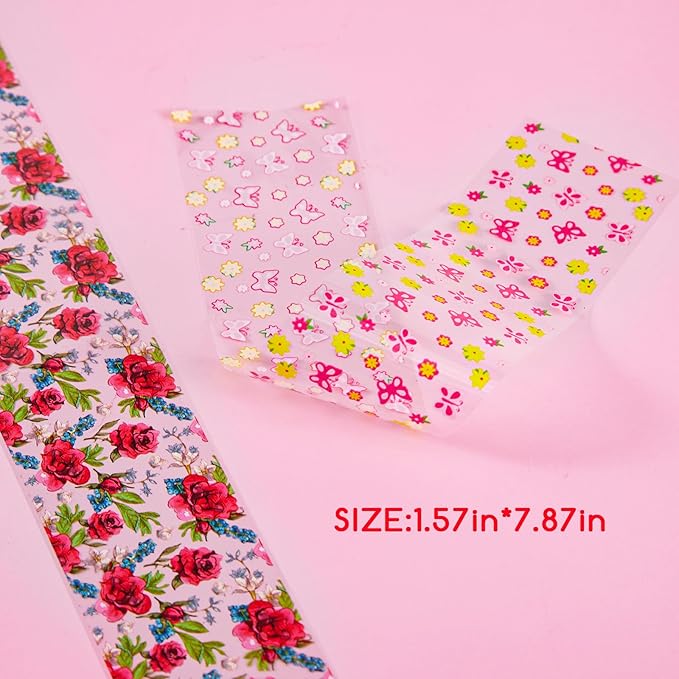 300 Sheets Nail Foils Transfer Nail Art Stickers Flower Butterfly Aurora Gradient Marbling Nail Foil Sheets Leopard Print Transfer Foil for Nails Decoration