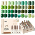 GAOY 23 Pcs Gel Polish Kit, Green Glitter Colors All Seasons Gel Nail Polish Set with Glossy & Matte Top Coat and Base Coat for Nail Art Home DIY