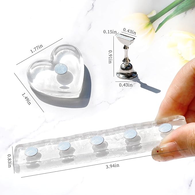 BQAN Stand for Press Ons Acrylic Nail Holder for Painting, Practice Tools With Reusable Putty - Tech Must Haves Supplies for Homes and Salons (White)