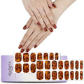 Semi Cured Gel Nail Strips – Real Gel Nail Polish Wraps for Brittle Nails | Waterproof Long Lasting Easy Peel-Off Removal | Hema-Free | Dark Brown Pattern Salon Kit with File & Stick