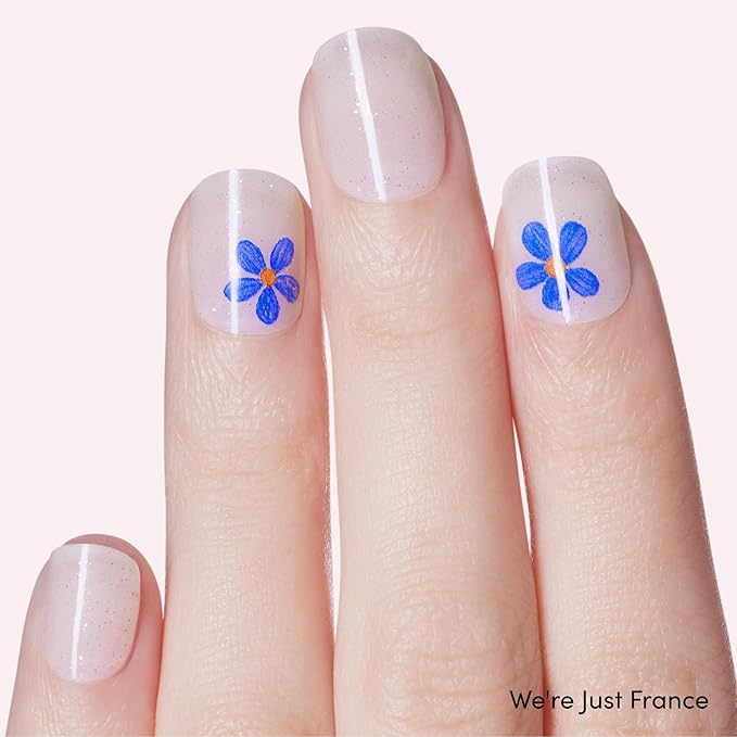 Dashing Diva Glaze Nail Strip Duo - Floral Arrangements Collection - Digital Daisy & We're Just France - Long Lasting, Chip Resistant, Semi-Cured Gel Nail Strips - Contains 2 Colors