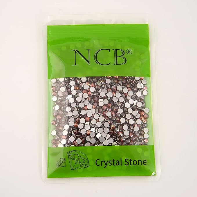NCB Nancybeads 2000pcs Flatback Round Glass Nail Art Rhinestones Crystal for DIY Making Accessories Shoes, Clothes, Face Art, Bags, Manicure (Amber, SS8 2000pcs)