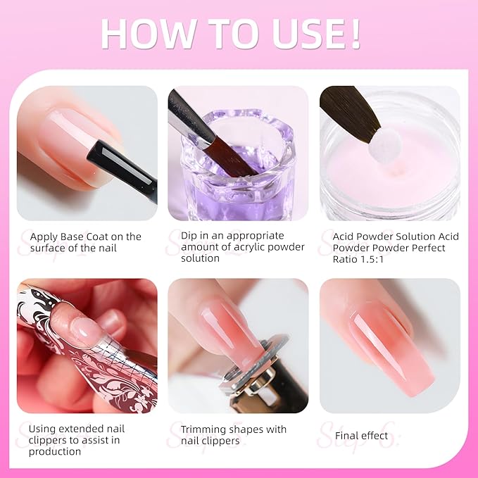 Acrylic Nail Kit with Drill 120ml Liquid Powders Base Coat Top Coat Primer with everything Nails Kit Acrylic Set Manicure Tools Salon DIY