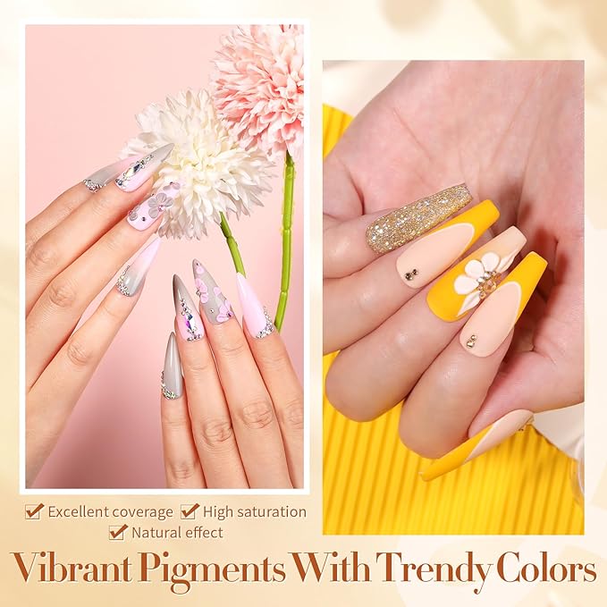BORN PRETTY Acrylic Powder Set 36 Colors Fall Winter Acrylic Nail Powder Red Green Blue Orange Yellow Professional Polymer 3D Nail Art Kit for French Extension Carving Holidays Gift Set
