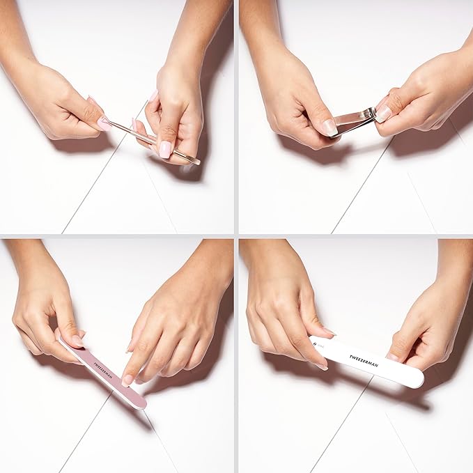 Tweezerman Rose Gold Manicure Kit Includes Nail Clipper, Dual-ended Polish Remover Pushy, and 2 Nail Files