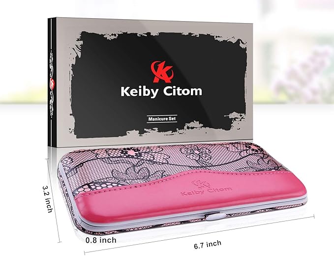 Manicure Set Professional Nail Clippers Kit Pedicure Care Tools- Stainless Steel Grooming Kit 12Pcs for Travel or Home (Pink)