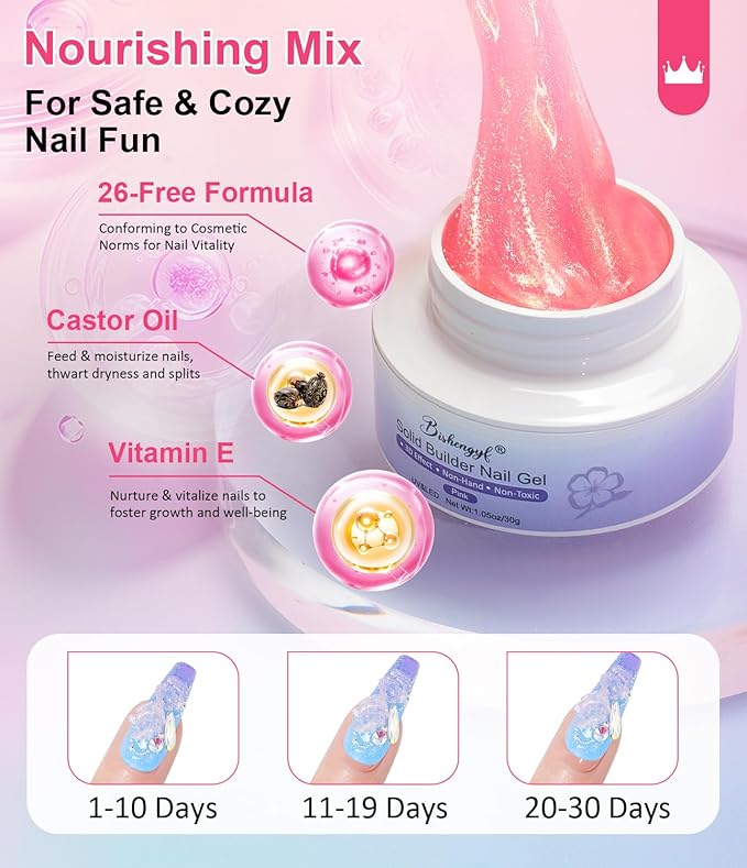 Solid Builder Gel For Nails - Non-Sticky Hand 3D Gel Nail Art Easy Shape 3D Sculpting for Extensions & Carving Molding Sculpture with Silicone Mold Tools Home Salon Manicure DIY